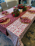 India block print tablecloth Cotton floral dining table decor, High quality runner with napkins and table mats set Gift for sister mom