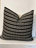 Bohemian throw pillow for couch,  Black and beige textured pillow cover size 20x20, Throw pillow for bedroom, Pillows for dorm