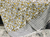 handmade throw, Yellow floral throw blanket couch, Hand block print sofa throw, Bohemian home decor,  New home gift for her