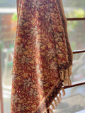 Handmade throw blanket couch  rust floral block print throw, Boho home decor, King/Queen Woven bedding for bedroom Housewarming gift for her