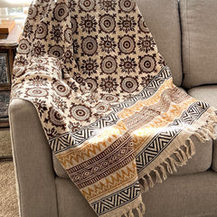 Housewarming Gift for her Floral Throw Blanket Couch Block Print Blanket Home Decor Sofa Throw  Boho Farmhouse Style Decor  Unique Gift