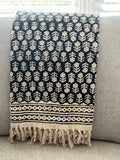 Black floral throw blanket couch handmade throw, Home Inspiration, Sofa/bed throw,Hand Loomed Throw, Unique Handmade gift