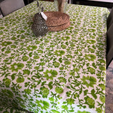 Green Floral Print Tablecloth, Floral Cotton TableCover, six to 8 seats , Farmhouse Tablecloth, Gift For Housewarming,