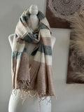Natural Cream and Gray Himalayan Yak Wool Scarf,  handmade Made in Nepal ,Yak Wool Blanket Scarf, Soft Shawl, Scarf, Unique gift for her
