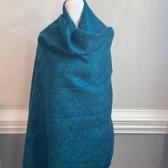 Beautiful Green and Turquoise Scarf, Yak wool Tibet blanket, Soft and Warm oversized Shawl, Meditation Blanket, Handmade In Nepal