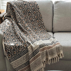 Boho Throw Blanket for Couch/Home, Bohemian Blanket for Living Room, Cotton Woven Throw for Bedroom, New Home Gift