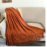 Rust Soft Throw Blanket for Couch in Burnt Orange, Knit Throw Blanket, Bed Blanket, Autumn Searson Decor, Gift for Her