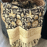 Boho Throw Blanket couch Blanket Handmade throw Hand block Print Sofa Throw Hand loomed Blanket tassels for Bedroom Decor Housewarming gift