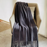 Knitted blanket with tassels, Nordic blanket, Large throw blanket for couch, Fringe throw blanket, size 60x90 inches, Gift for mom