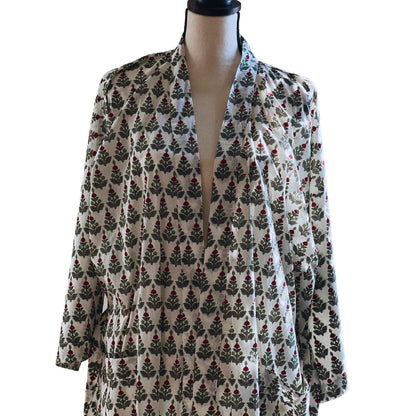Hand Block Print Cotton Kimono Robe, Floral Women's Robe Quantity
