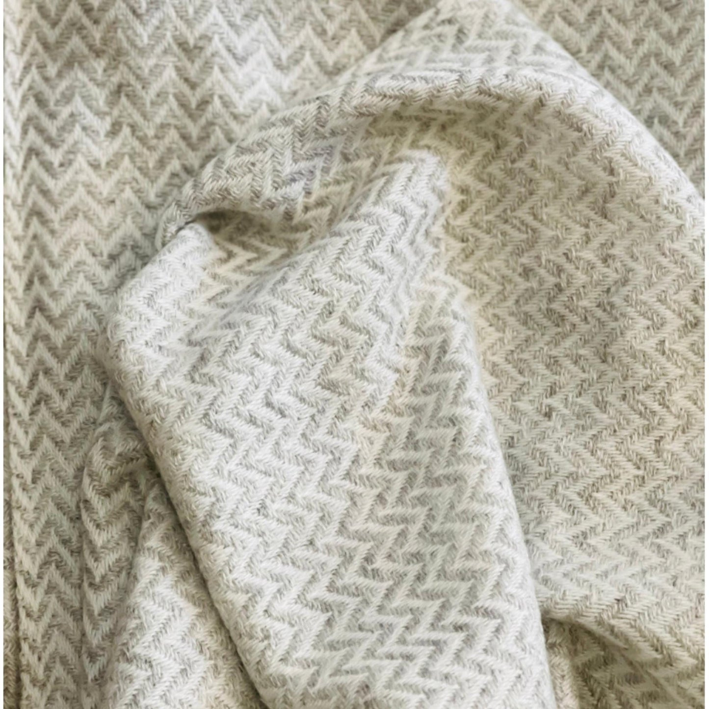 Black Herringbone Merino Wool Scarf, Made in Nepal, Unisex