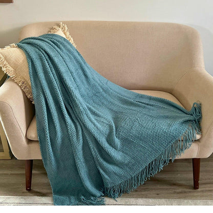 Chunky Knit Throw Blanket: Rust Orange Boho Decor
