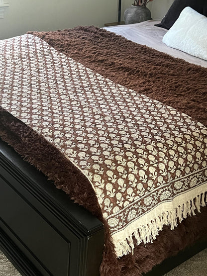 Hand Block Print Cotton Throw Blanket: Boho Home Decor