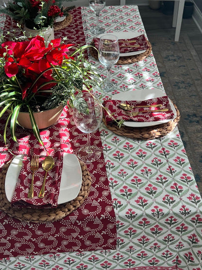 Holly And Berry Christmas Rectangle tablecloth, Holiday table Scape, Holiday Decor gift