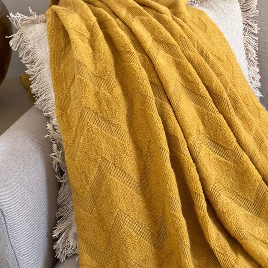 Mustard Yellow Sofa Throw Bed Blanket: Boho Decor, Cozy Couch Fall Decor
