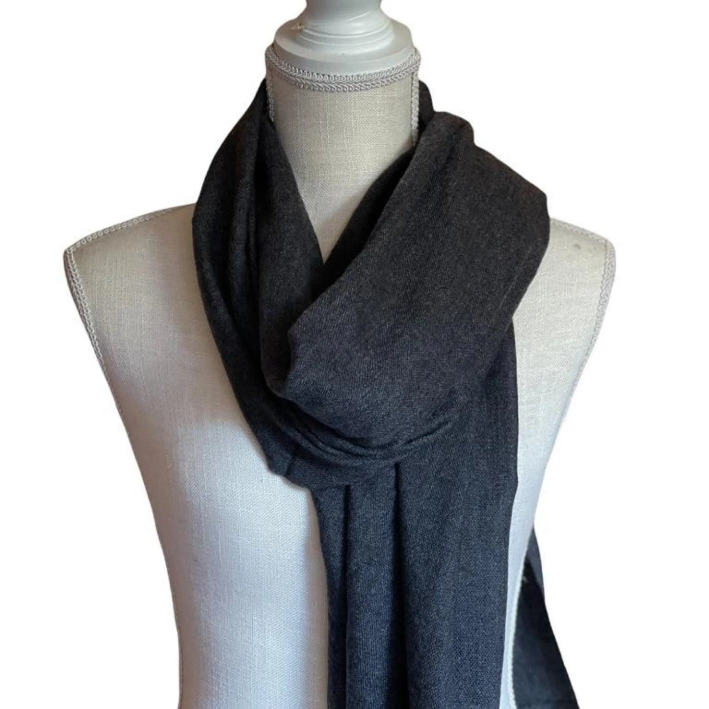 Handmade Himalayan Cashmere Scarf, Charcoal Travel Scarf