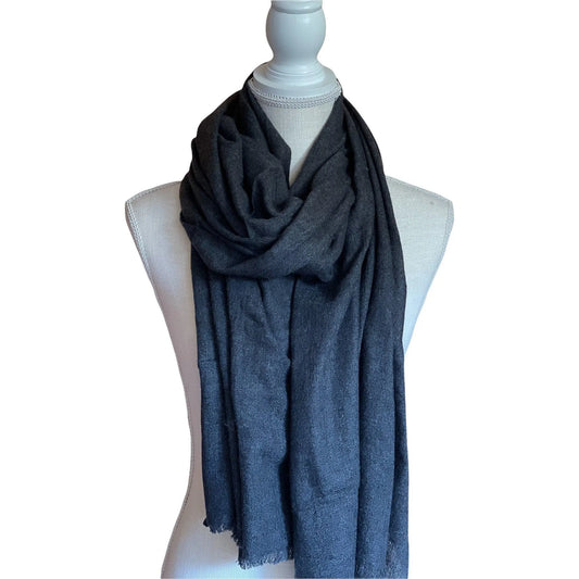 Handmade Himalayan Cashmere Scarf, Charcoal Travel Scarf