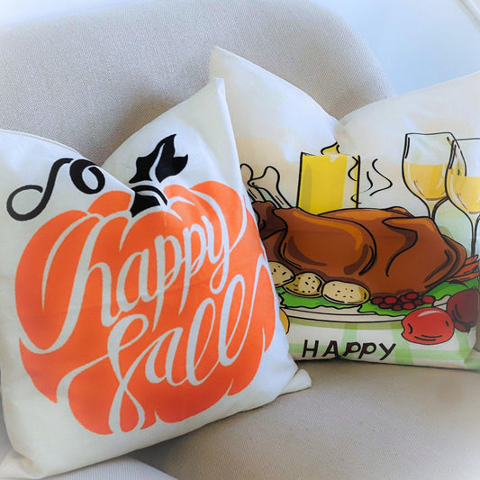 Orange Pumpkin Pillow Cover, Fall Thanksgiving Home Decor (18x18)