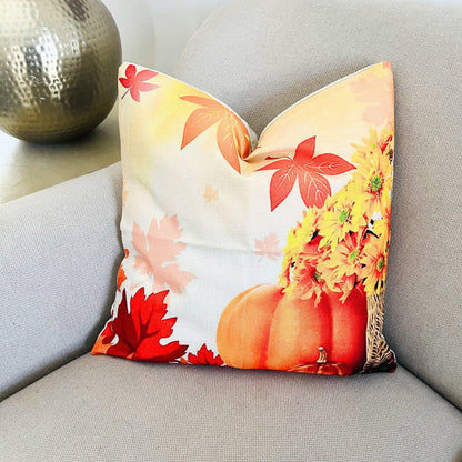 Orange Pumpkin Pillow Cover, Fall Thanksgiving Home Decor (18x18)
