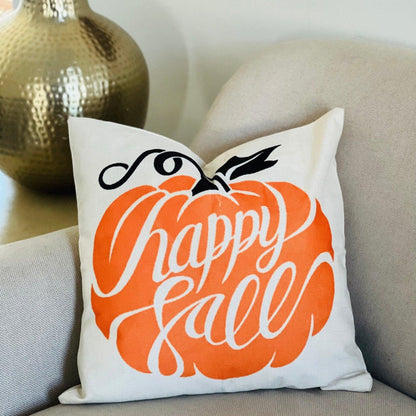 Orange Pumpkin Pillow Cover, Fall Thanksgiving Home Decor (18x18)