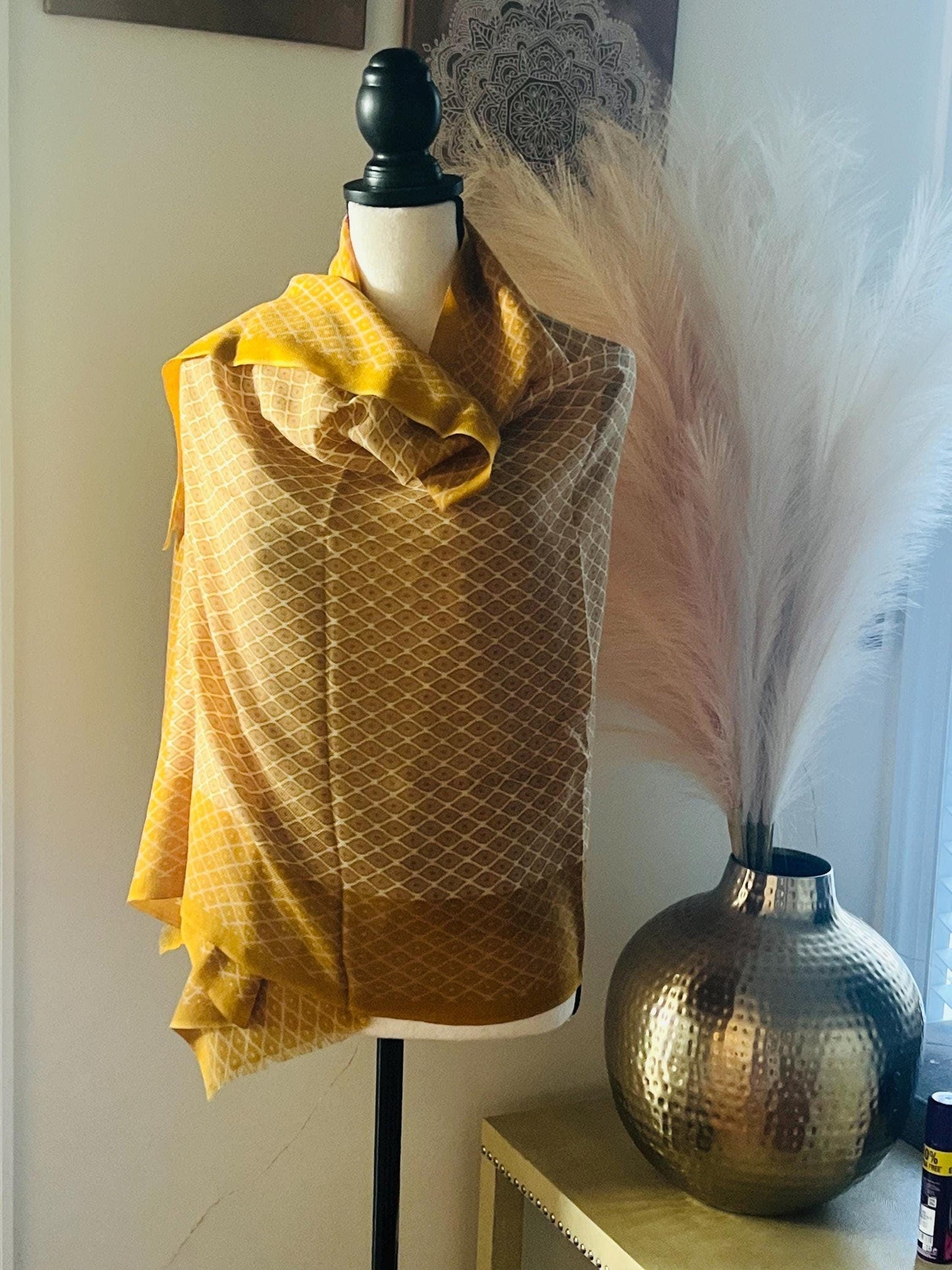 Yellow Warm Cozy Scarf Wrap, Wool Winter Scarf, Gift for her
