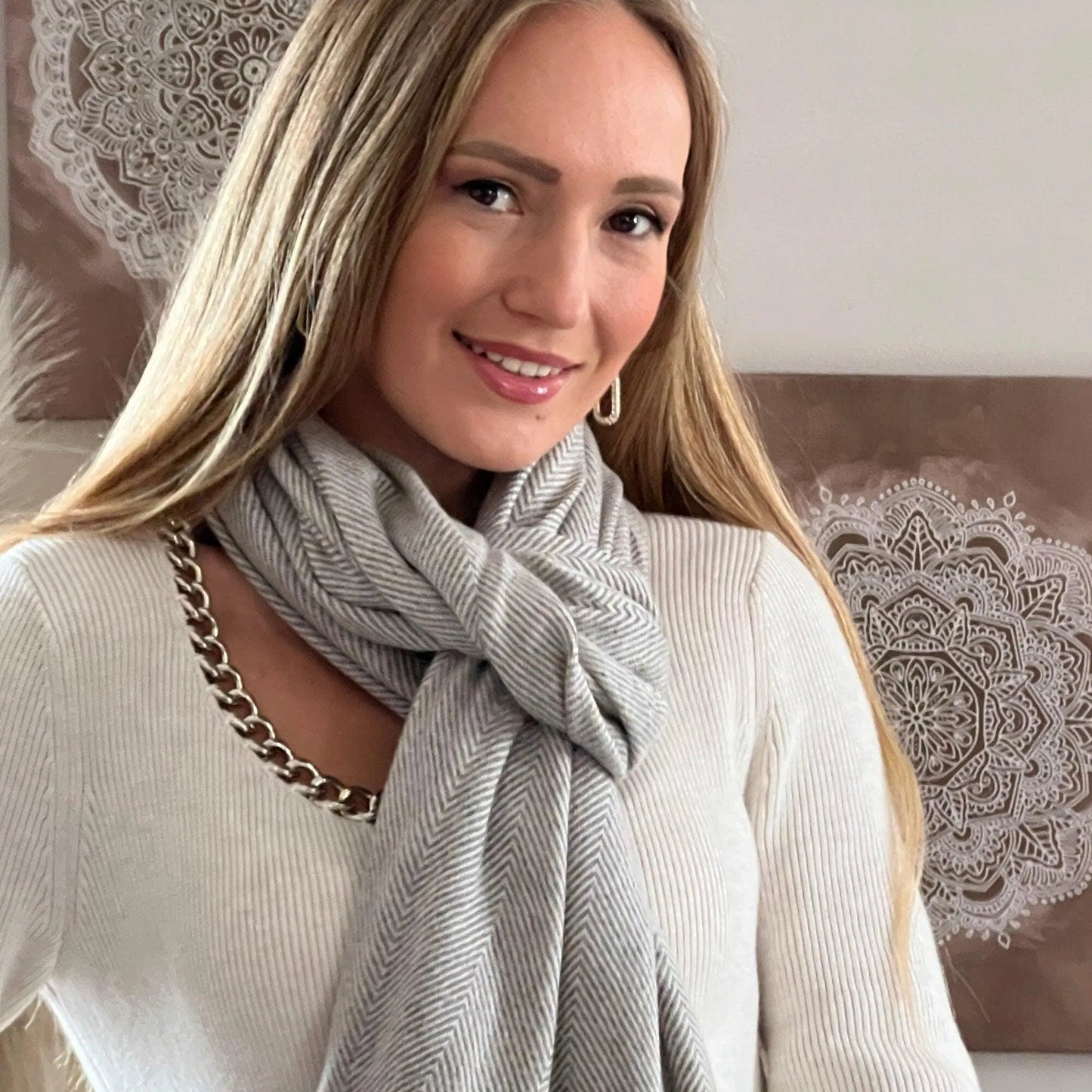 Handmade Himalayan Cashmere Scarf, Charcoal Travel Scarf
