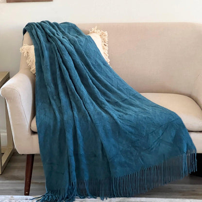 Soft Throw, Burnt Orange Knit Throw Blanket, Rustic Nordic Fringe