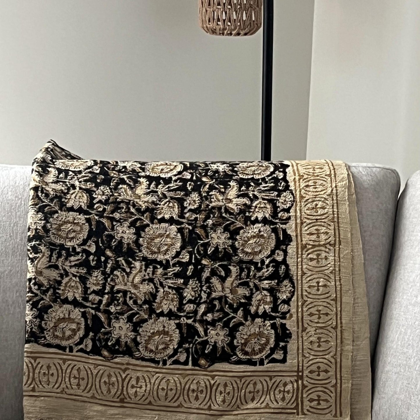 Handmade Boho Throw Blanket: Hand Block Print Cotton with Tassels