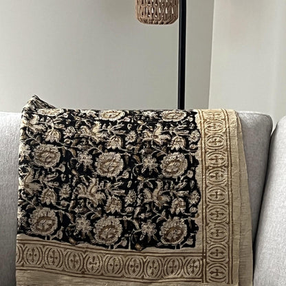 Boho Hand Block Print Cotton Throw Blanket
