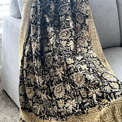 Boho Hand Block Print Cotton Throw Blanket