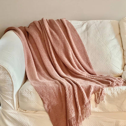 Soft Blush Pink Throw Blanket: Boho Home Decor, Gift for Her