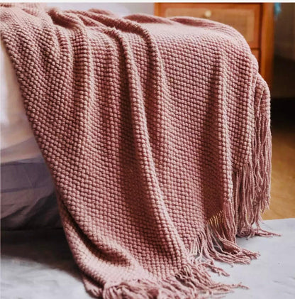 Soft Blush Pink Throw Blanket: Boho Home Decor, Gift for Her