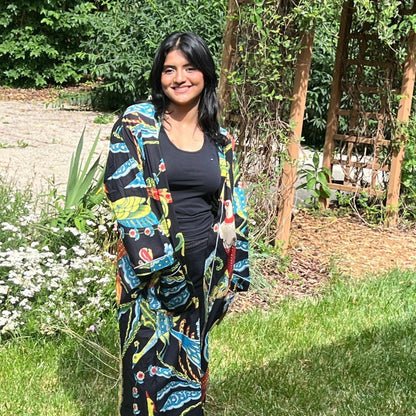 Floral Print Cotton Robe: Knee-Length Robe  Beach Coverup