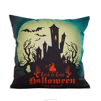 Haunted House Halloween Pillow Cover: Cotton-Linen Blend