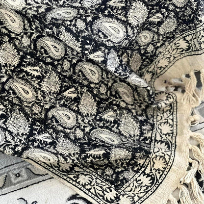 Handmade Block Print Cotton Throw Blanket: Boho Sofa Decor (50x60)