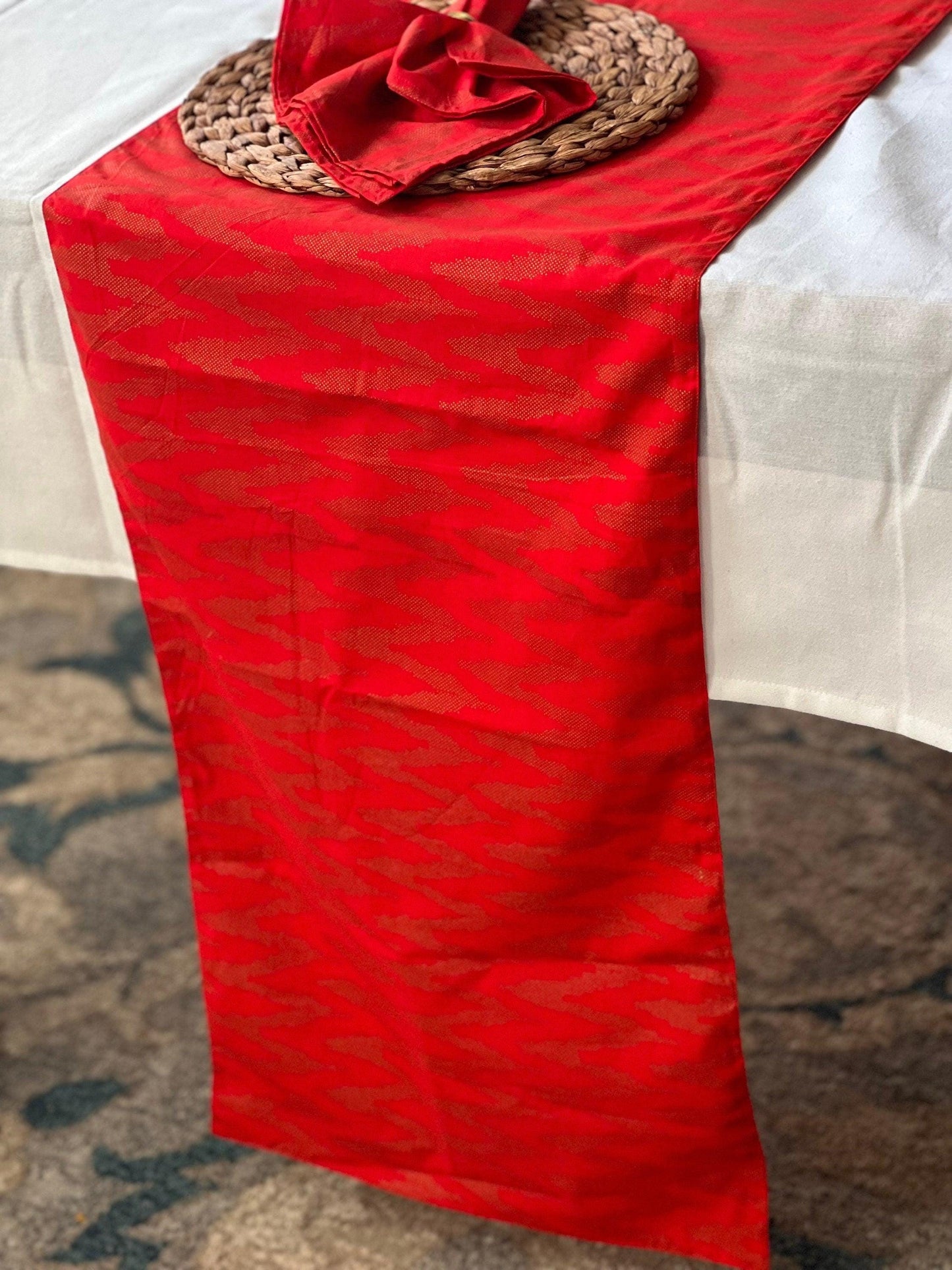 Red Cotton Napkins: Indian Block Print, Wedding Decor (20x20")