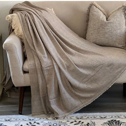 Himalayan Cashmere Blend Wool Blanket, Soft Throw, 117x52 Inches