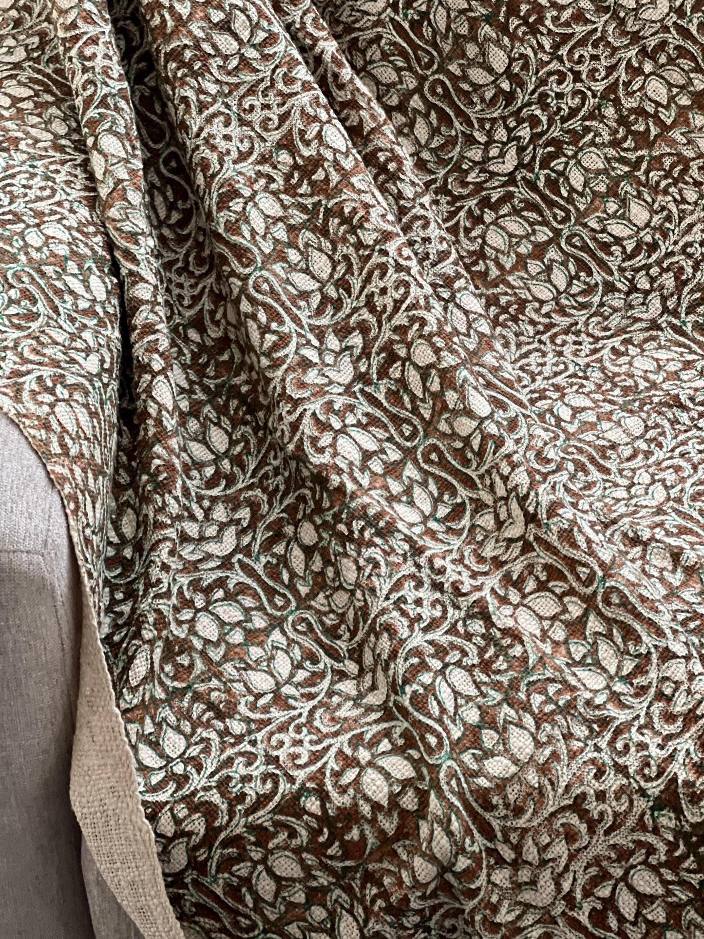 Hand Block Print Cotton Throw Blanket: Boho Floral Tassel Decor