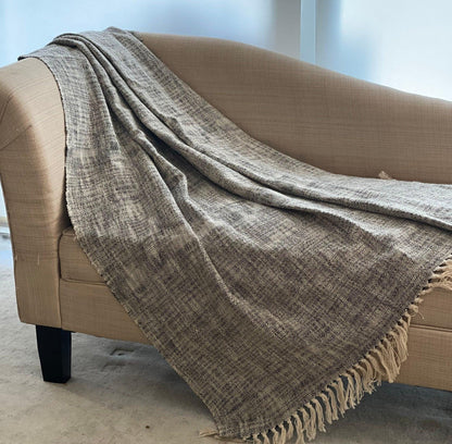 Boho Woven Cotton Throw Blanket: Minimalist Couch Decor (50x70)