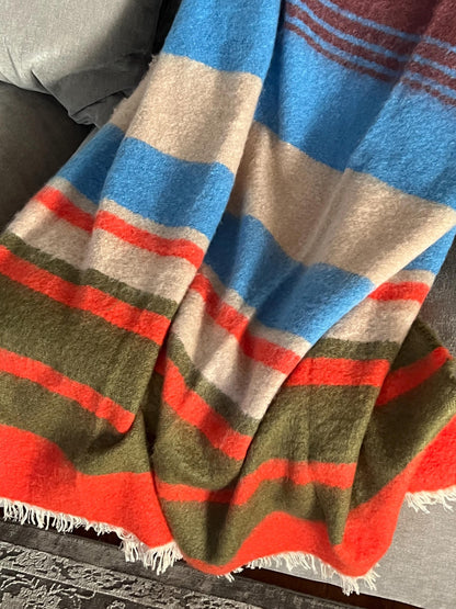 Pink Mohair Throw Blanket: Chunky Wool Sofa Blanket (55x70)
