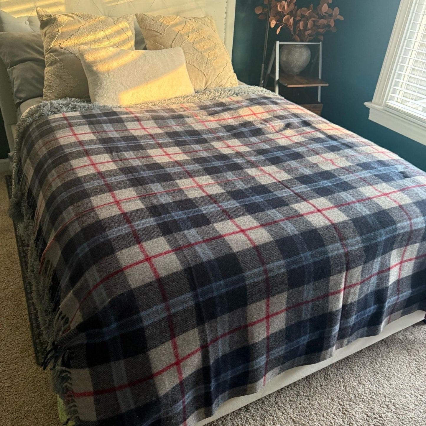 Tartan Plaid Recycled Wool Blanket: Soft & Cozy Throw 60x75"