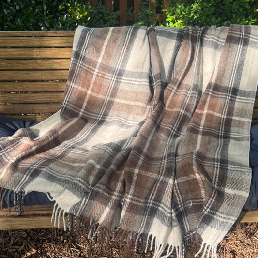 Tartan Plaid Recycled Wool Blanket: Soft & Cozy Throw 60x75"