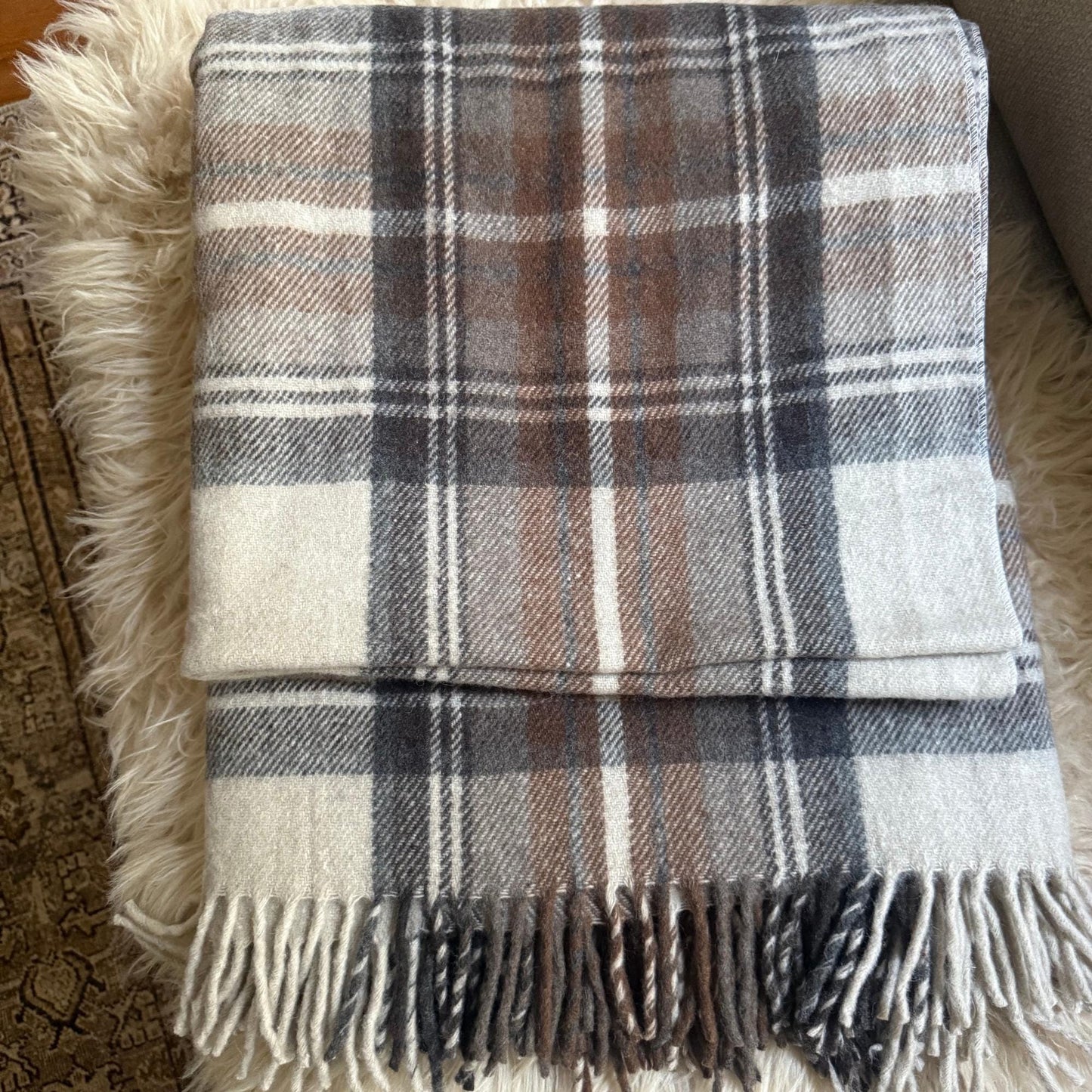 Tartan Plaid Recycled Wool Blanket: Soft & Cozy Throw 60x75"