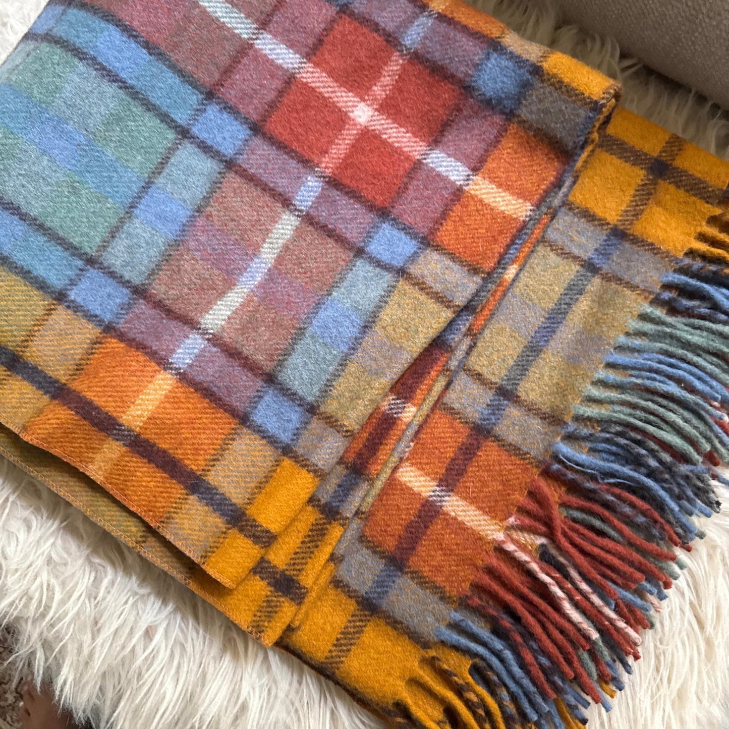 Soft WoolTartan Plaid Blanket, Soft Cozy Gift