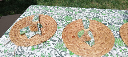 Sage Green Floral Tablecloth, Spring Table scape, Floral Block Print Tablecloth, Cotton Floral Print , Easter Table Decor(60x120")