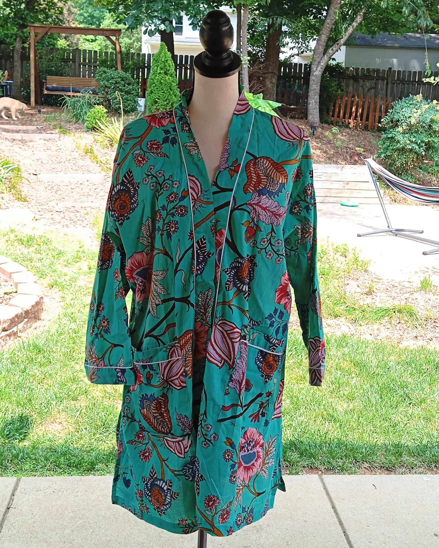 Floral Cotton Kimono Robe, Boho Beach Cover-up, Bridesmaid Gift