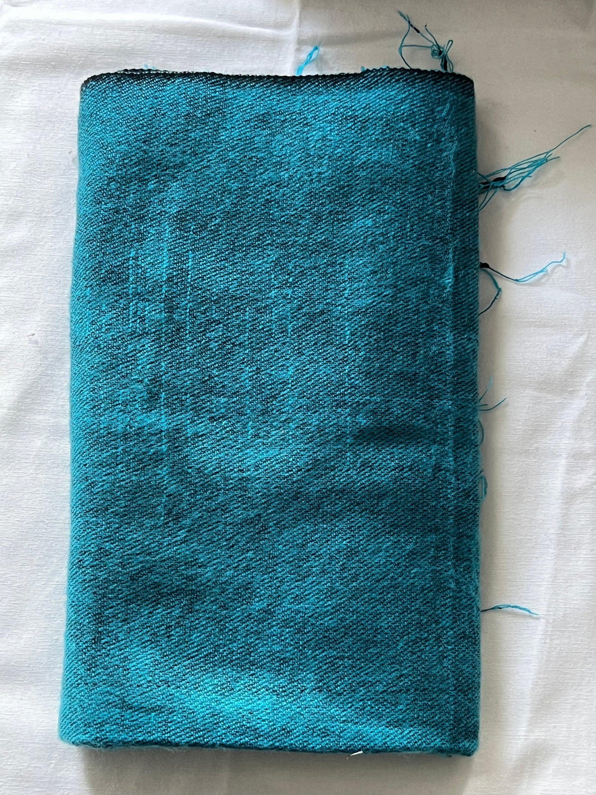 Teal Blue Yak Wool Scarf, Oversized Shawl, Made in Nepal