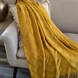 Cozy knitted thow doe spring decor, Yellow mustars sofa throw, Knitted Blanket, 50x60, Cozy throw for couch, Cozy gift for her