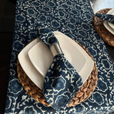 Blue and White Flower Pattern, Hand Block Print Tablecloth Table Cover Set for Wedding, Outdoor Events Home Farmhouse party, Gift