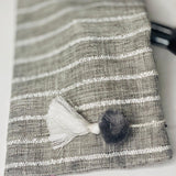 Boho black linen makeup bag, Small travel bag, Large linen Pouch with Tassel, Bridesmaid gift, Birthday Gift, Holiday Gift for Mom